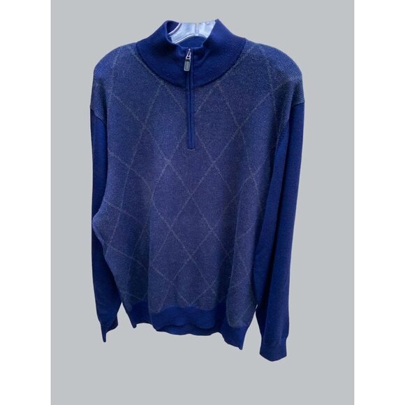 JOS.A.BANK MENS SIGNATURE COLLECTION MERINO WOOL BLUE ARGYLE PULLOVER SWEATER XL - Picture 7 of 8